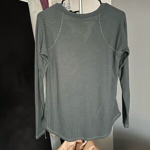 Chaser Waffle-Knit Long Sleeve Top in Slate Green